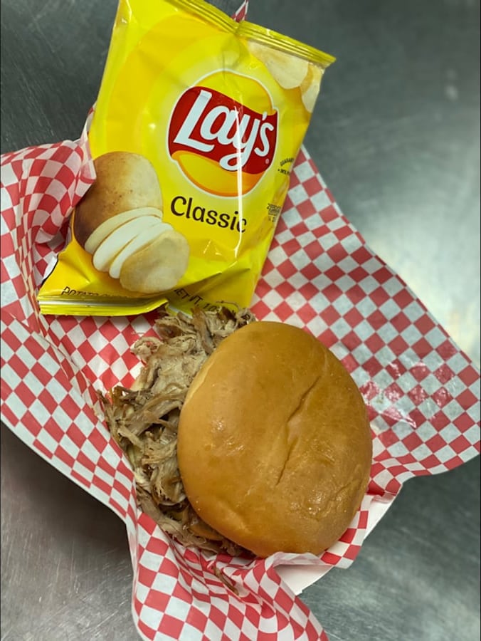 BBQ sandwich at Rooster's BBQ in Bolivar, Missouri
